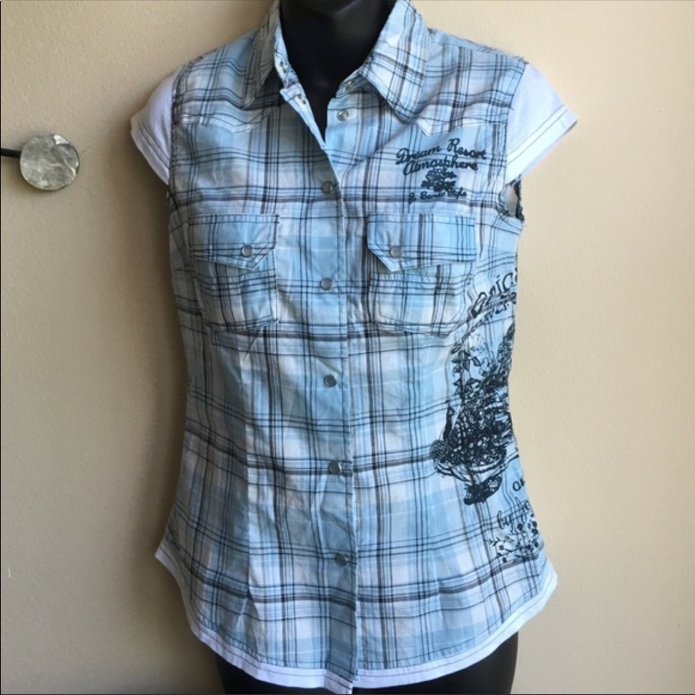 John baner printed blouse Sz 2 ST3225